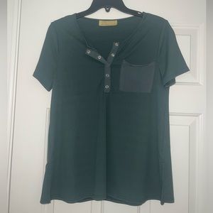 How.Very.Loved Dark Green Button Top - S
